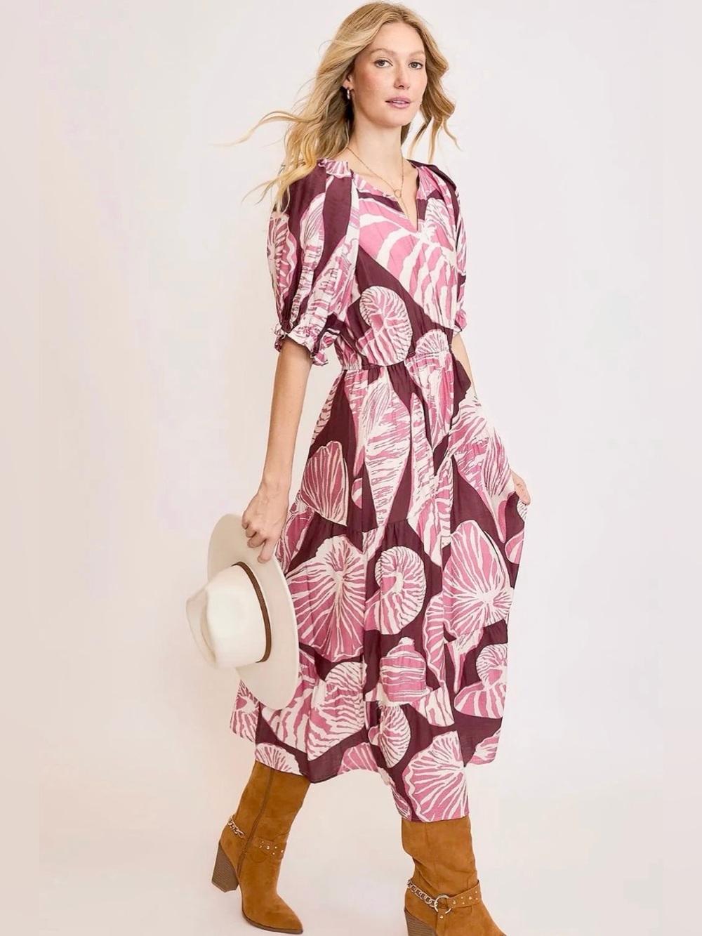 Umgee Seashell Print Midi Dress